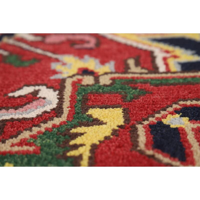 Light Blue Geometric Heriz Serapi Indian Area Rug Handmade Wool Carpet - 7'11"x 10'5"