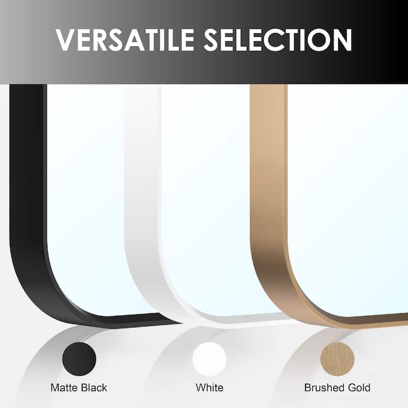 24 in./28 in. W x 36 in. H Bathroom Wall Mounted Arched Anodized Aluminum Framed Mirror