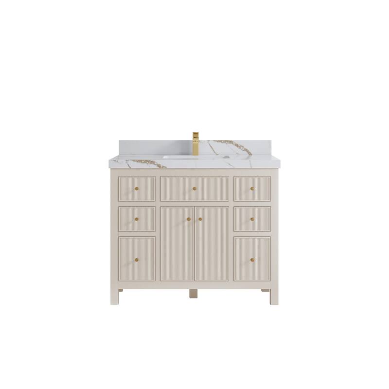 Willow Collections 42 in W x 22 in D Sonoma Free Standing Reeded Single Sink Bathroom Vanity with Countertop