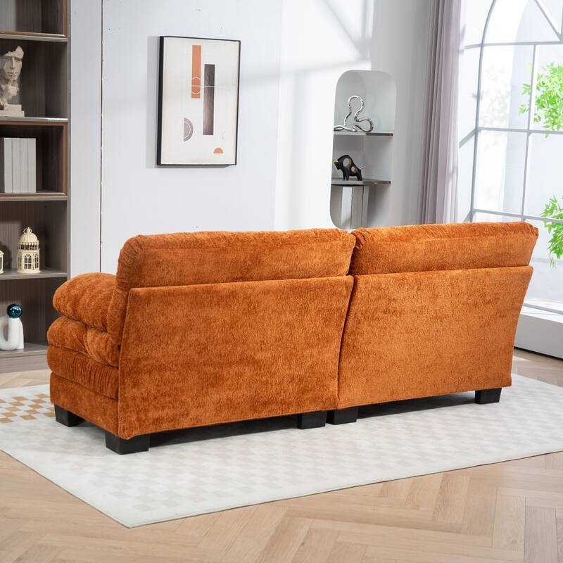 Modern Chenille 2 Seat Sectional Sofa with Memory Foam Cushions and Pillows for Living Room and Guest Room