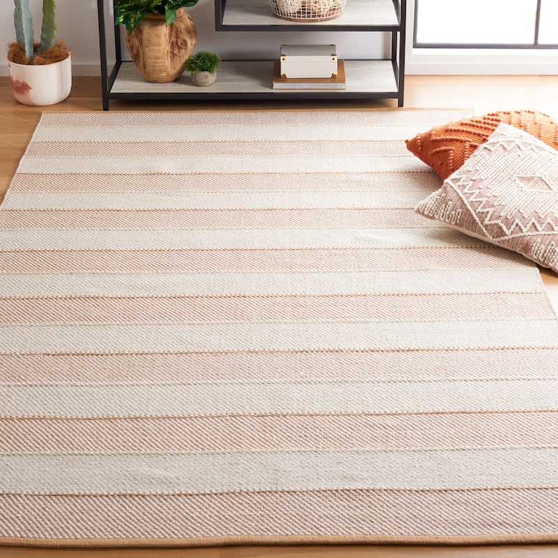SAFAVIEH Handmade Flatweave Striped Kilim Sommer Cotton Rug - 6' x 9' - Beige/Gold