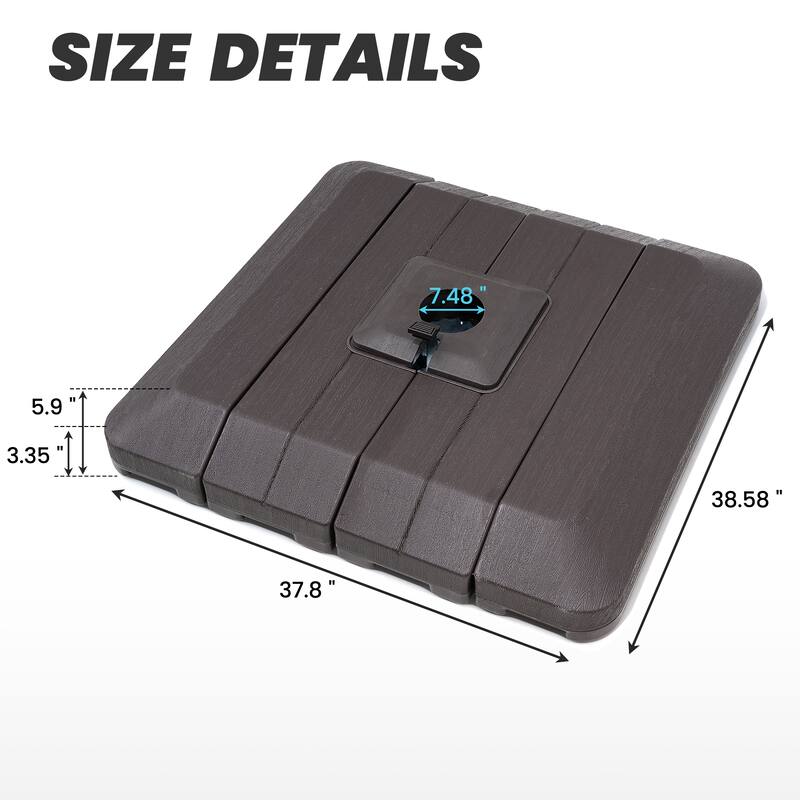 4-Piece Fillable Weighted Cantilever Offset Umbrella Base by Crestlive Products - 38.58"(L) x 37.8"(W) x 3.35/5.9"(H)