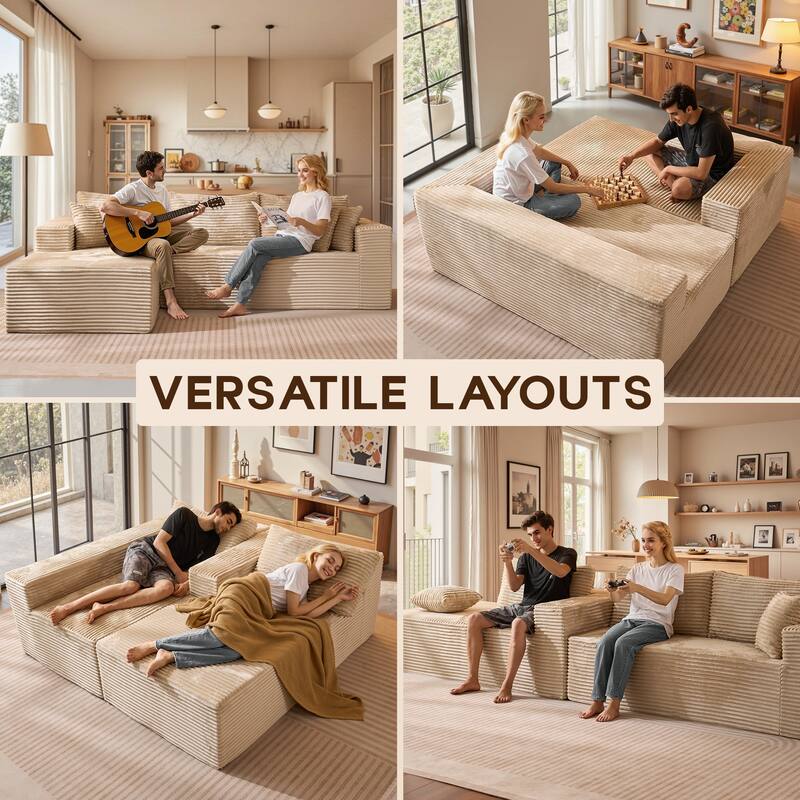 OVIOS All-Foam Plush L-Shaped Sofa​