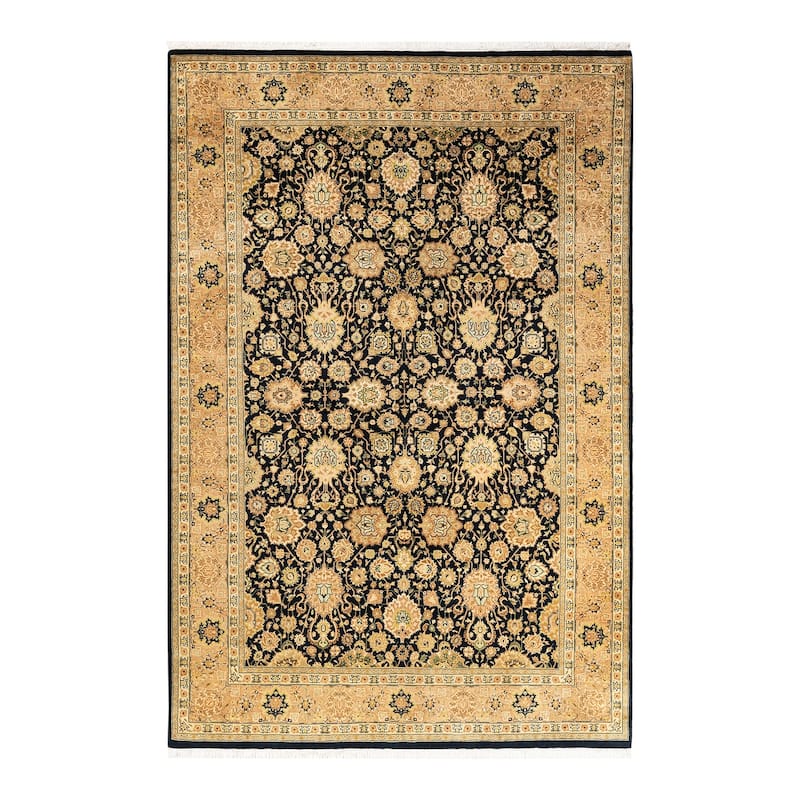 Overton Handknotted Wool Traditional Oriental Black Area Rug - 6' x 9' - 6' x 9' - Black