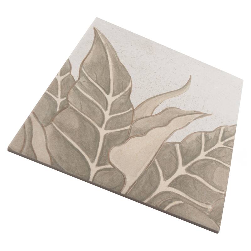 Merola Tile Nusa Botanic Taupe 9-3/4" x 9-3/4" Porcelain Floor and Wall Tile