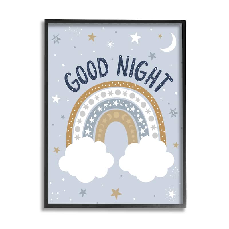Stupell Good Night Astronomical Rainbow Outer Space Symbol Stripes Framed Wall Art, Design by Ilis Aviles - Blue - 16 x 20 - Black