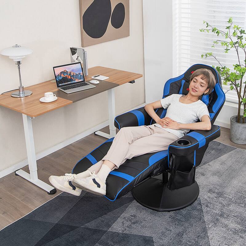 Goplus Massage Gaming Recliner Height Adjustable Racing Swivel Chair - See Details