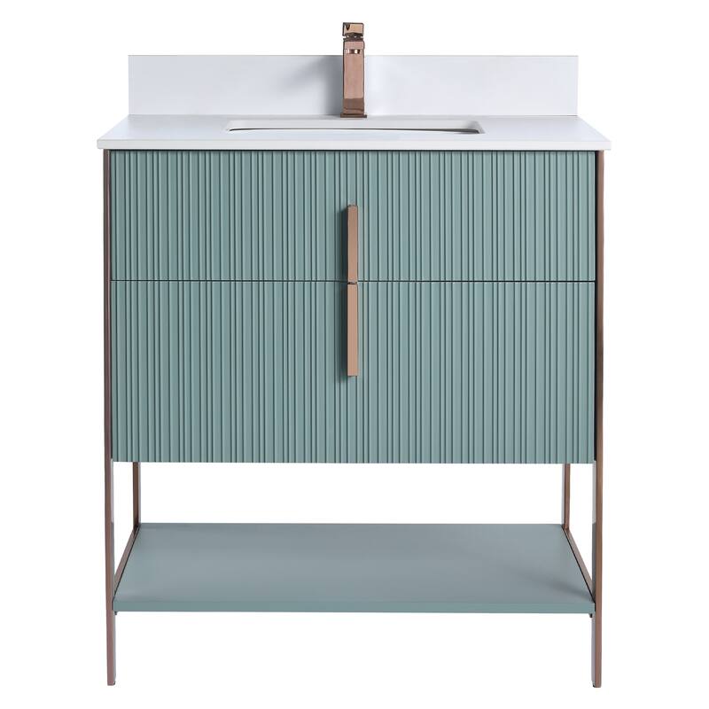 Fine Fixtures Serenity Modern Bathroom Vanity with White Stone Top