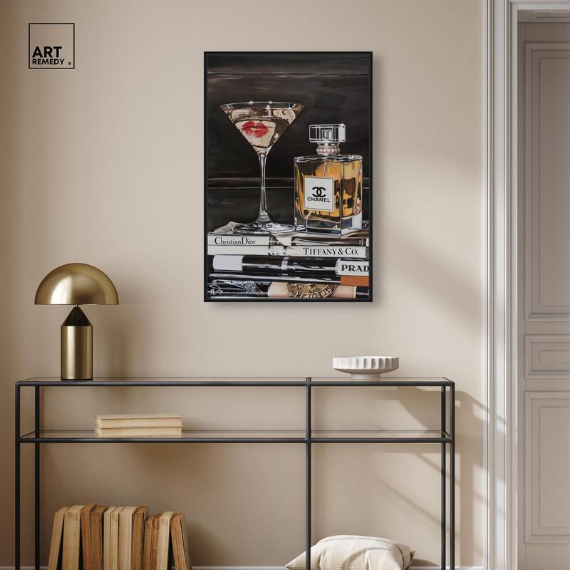 Martini Books Canvas by Art Remedy