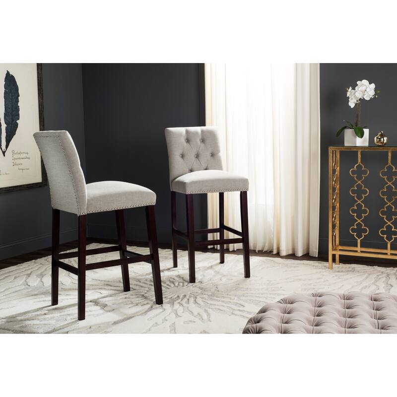 SAFAVIEH Jelka 31.5 Inch Bar Stool (Set of 2) - 19" x 20" x 44" - 19Wx23Dx44H - Light Grey