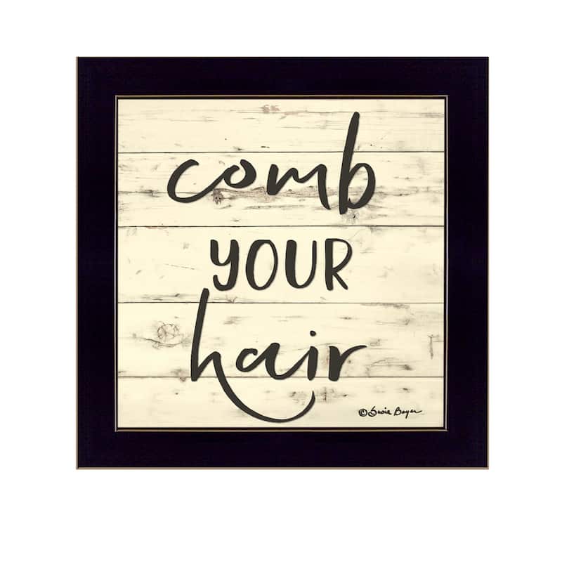TrendyDecor4U Contemporary "Comb Your Hair" Framed Print Wall Art - Black