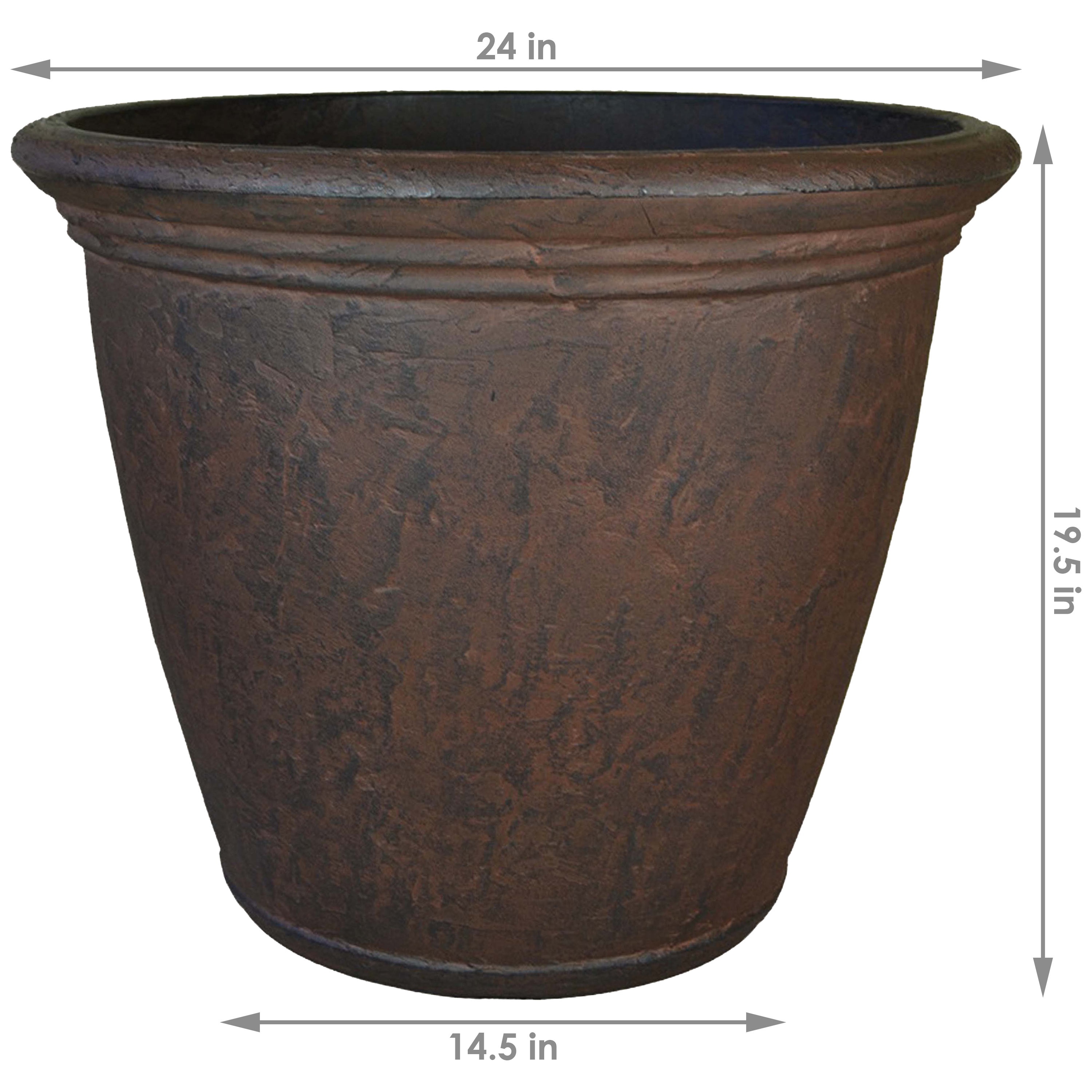 Sunnydaze Anjelica Outdoor Flower Pot Planter - Rust Finish - 24
