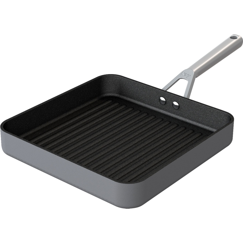 KitchenAid Hard Anodized Nonstick Square Grill Pan/Griddle with Pour  Spouts, 11.25 Inch, Onyx Black
