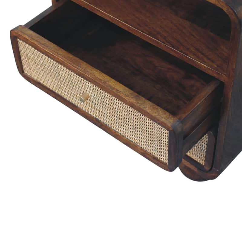 Artisan Furniture Solid Wood Larissa 2 Drawer Chestnut Nightstand ,Brown with 2 Drawers, 1 Shelf - N/A