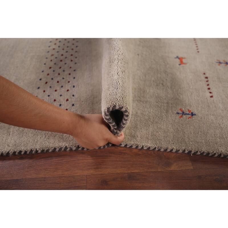 Beige Gabbeh Indian Area Rug Handmade Wool Carpet - 4'7"x 6'6"