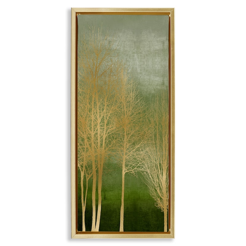 Stupell Minimal Gold Branches Framed Floater Canvas Wall Art Design By Kate Bennett - 15 x 31 - Gold