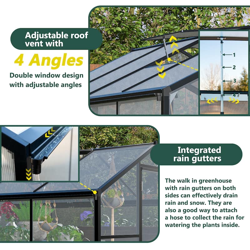 GDFStudio - Amelia Large Walk-In Outdoor Greenhouse with Secure Structure and Ventilation Design