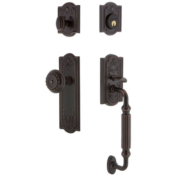 Grandeur Parthenon Solid Brass Rose Single Cylinder Keyed Entry - Timeless Bronze
