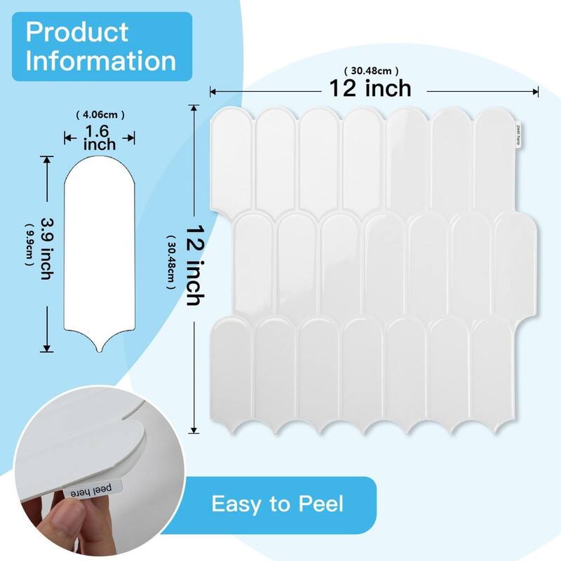 Art3d 10pcs Peel and Stick Backsplash Thickened Tiles, 12''x12'', Cover 10 Sq.Ft. - N/A
