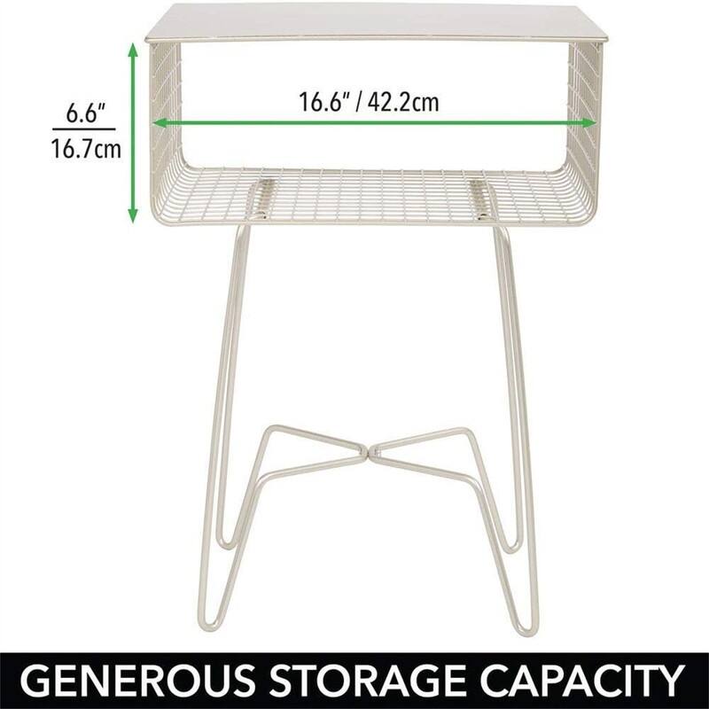 Steel Side Table Nightstand with Storage - 12.75"D x 17.4"W x 22.8"H