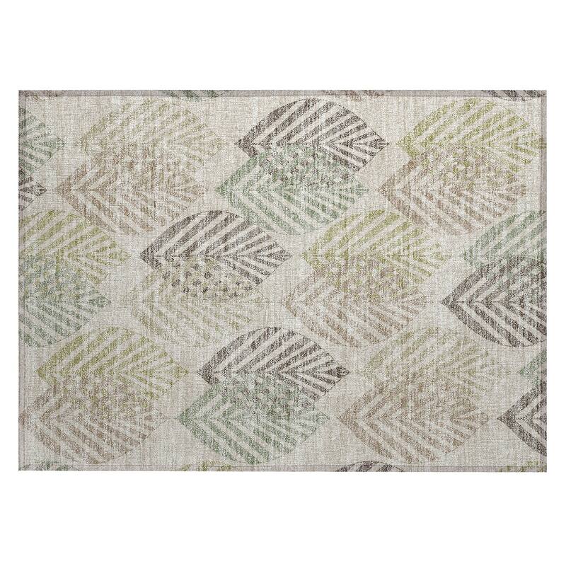 Machine Washable Indoor/ Outdoor Chantille Casual Palm Rug