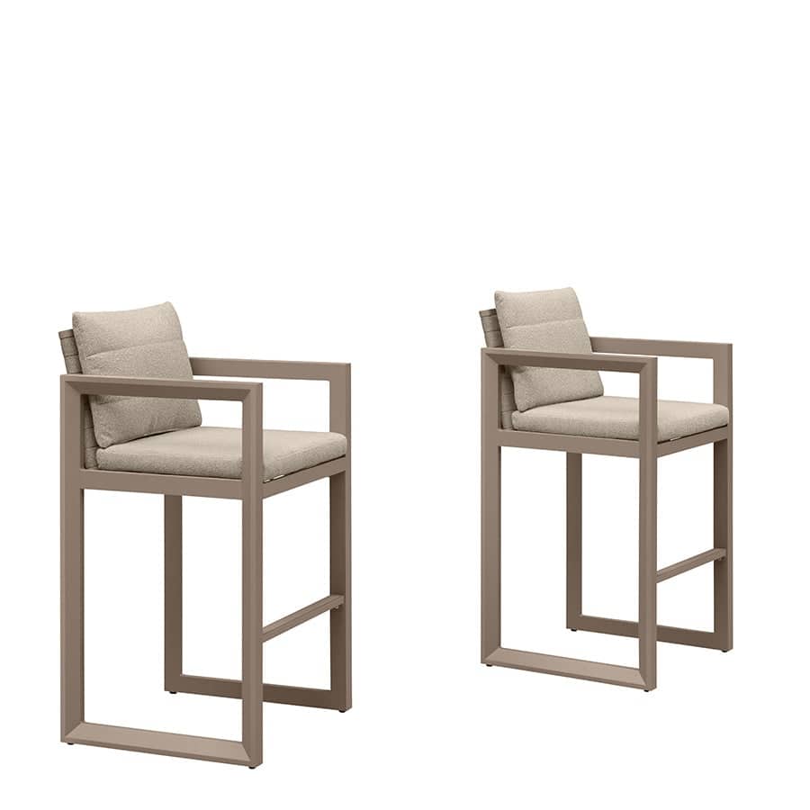 PURPLE LEAF Caesar Outdoor Bar Stools Set of 2 Modern Aluminum Barstools with Cushion