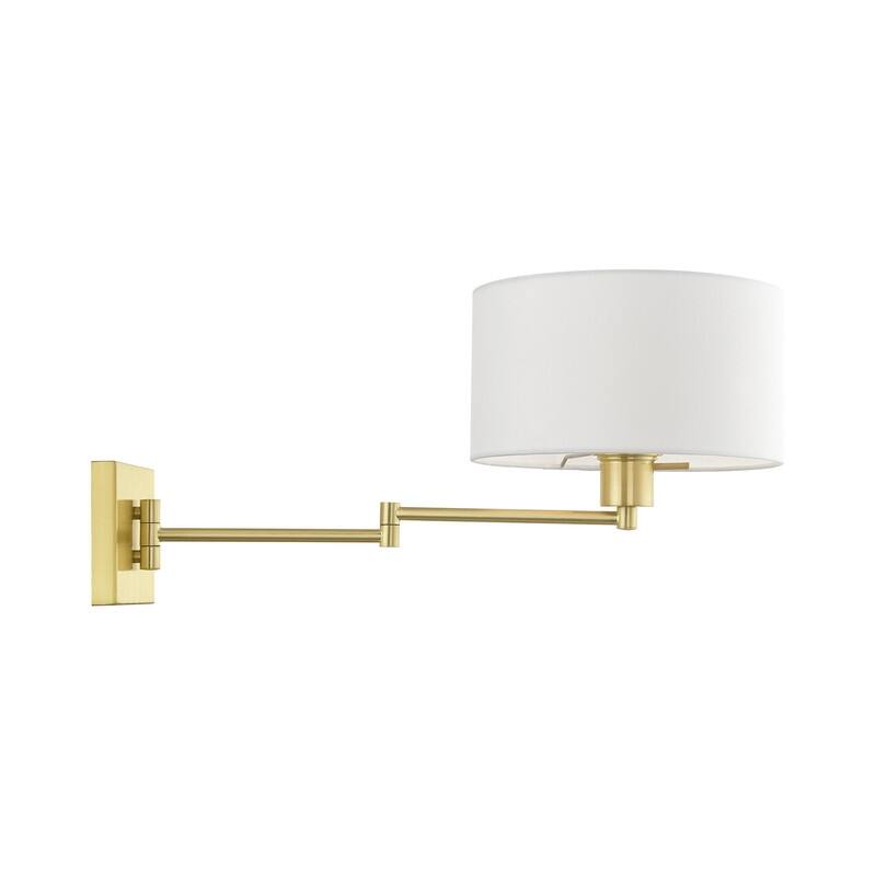Livex Lighting 1-Light Off-White Drum Shade Swing Arm Wall Lamp, 40036