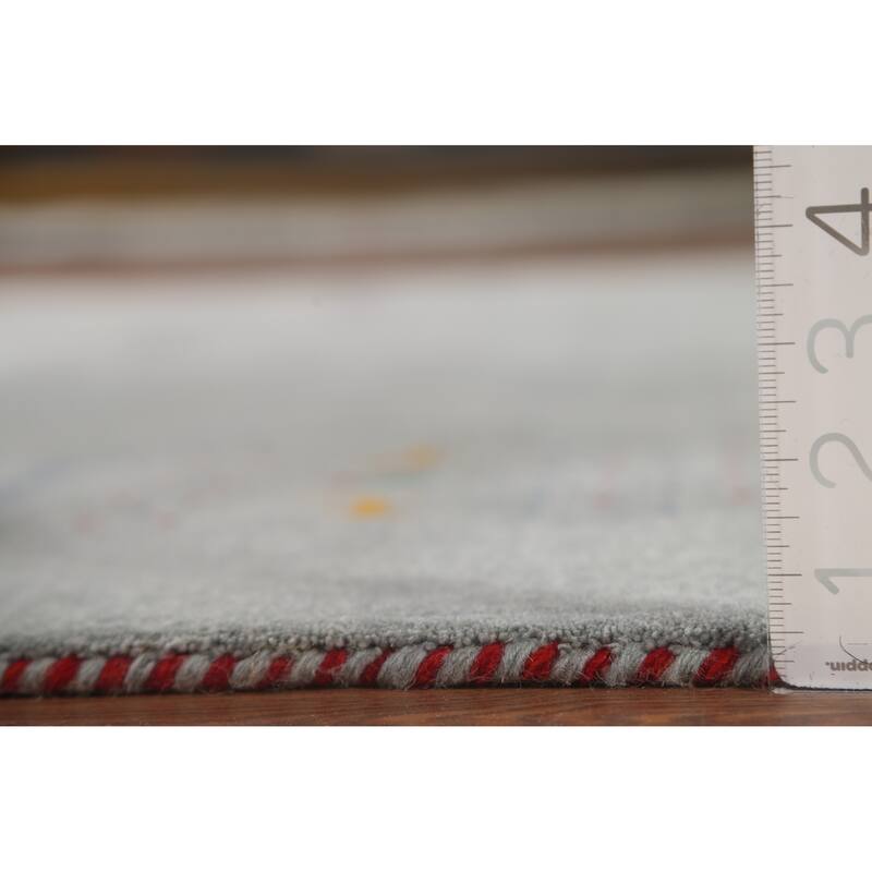 Silver Gray Gabbeh Indian Area Rug Handmade Wool Carpet - 7'7"x 9'9"