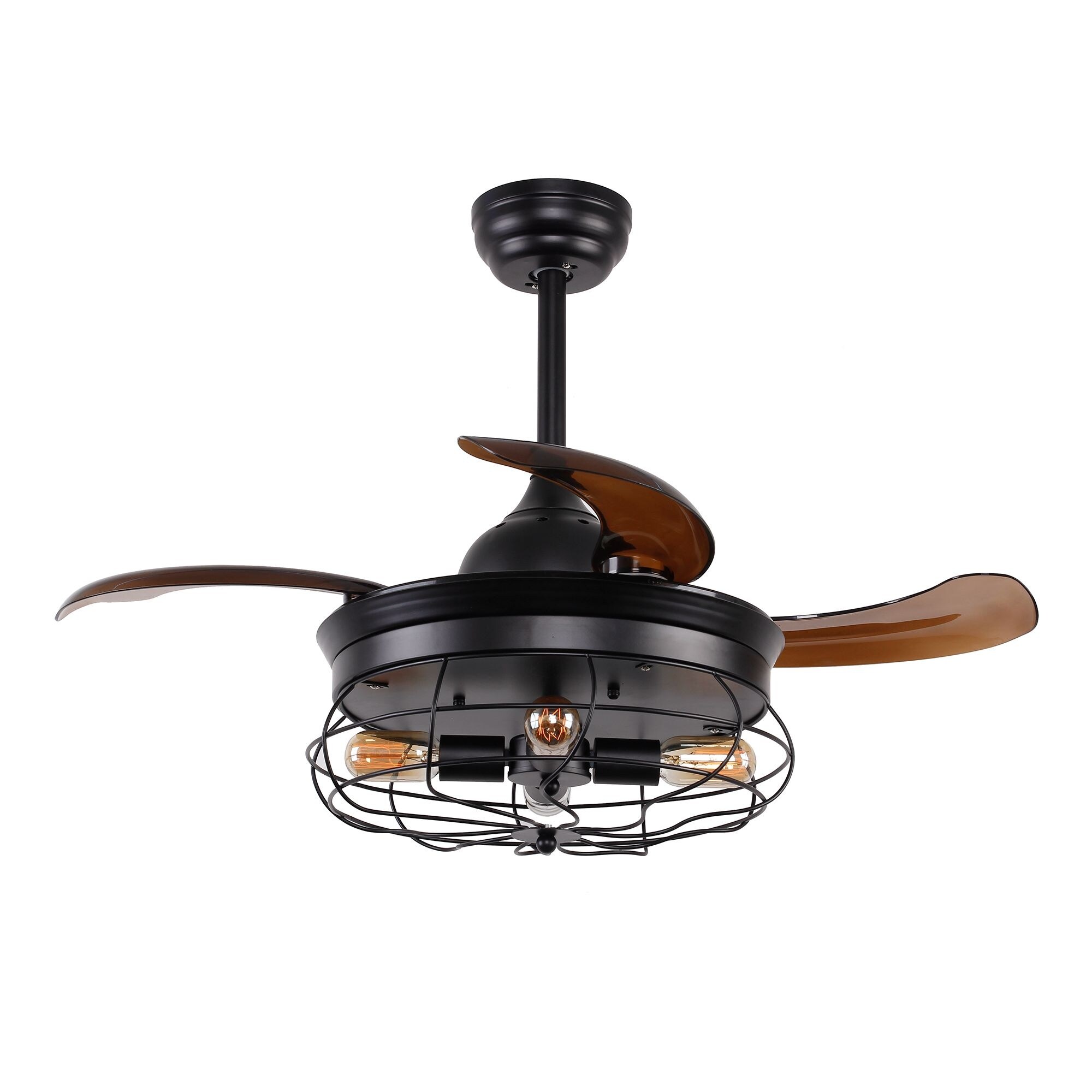 Industrial Foldable 4 Blades Black Iron 34 Inch Ceiling Fan