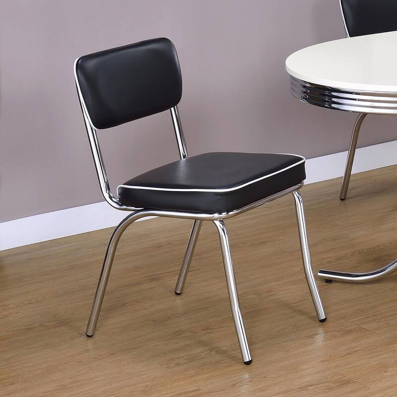 Upholstered Side Chairs，Dining Chair with Chrome Legs (Set of 2)