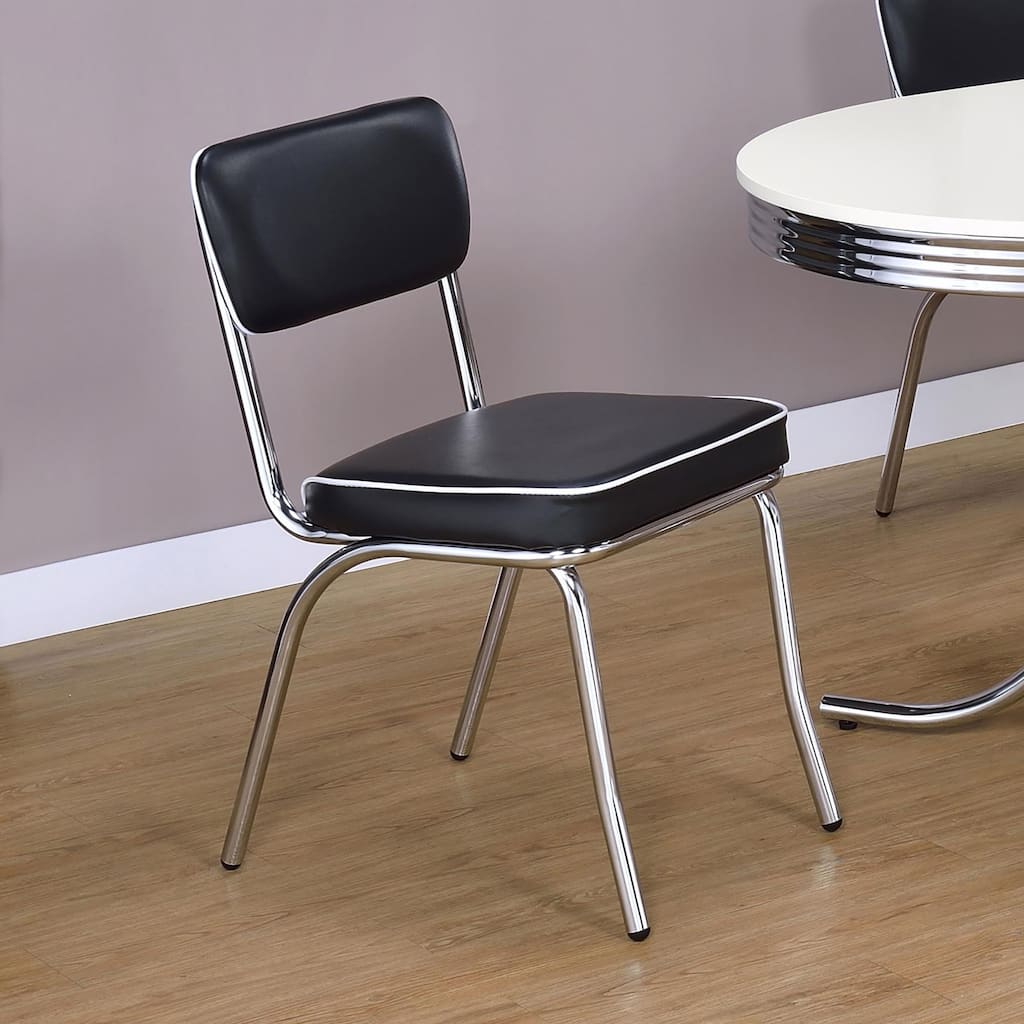Upholstered Side Chairs，Dining Chair with Chrome Legs (Set of 2)