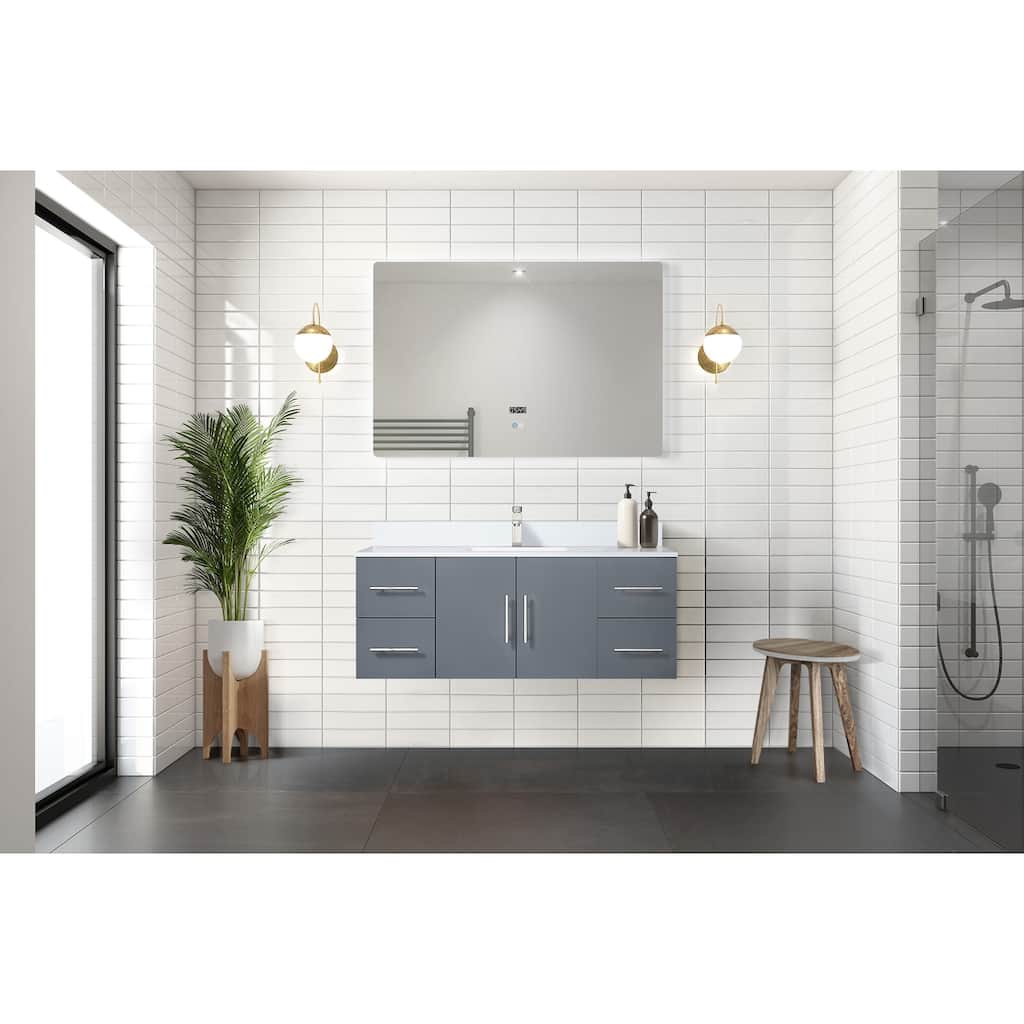 Geneva 48 in. W x 22 in. D Dark Grey Bath Vanity and White Quartz Top