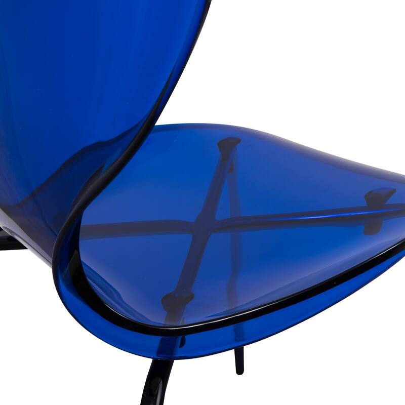Stackable Plastic Dining Chair Transparent Set of 2 Modern Accent Side Chair for Indoor and Outdoor
