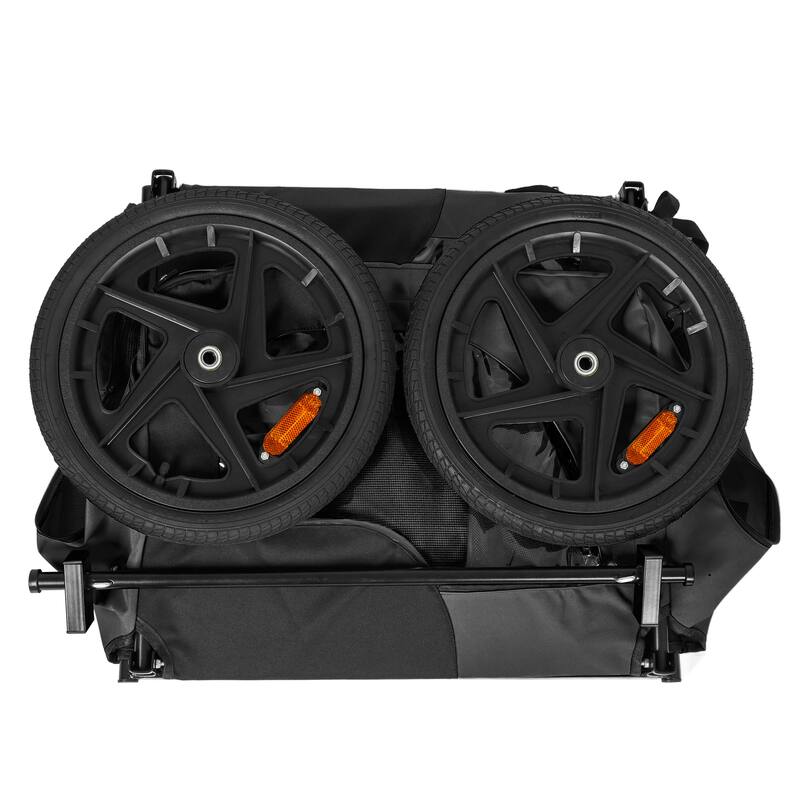 Outdoor Heavy Duty Collapsible Pet Bike Trailer with 16-Inch All-Terrain Wheels & Universal Hitch, Foldable Carrier Cart