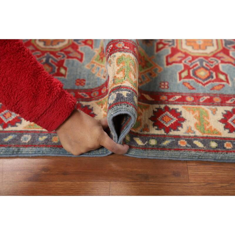 Light Blue Kazak Foyer Rug Hand-Knotted Bedroom Wool Carpet - 2'10"x 4'0"