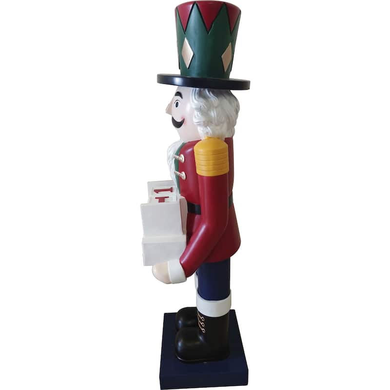 Fraser Hill Farm 60-inch Fiberglass Nutcracker Figurine with Music and Countdown - Multi