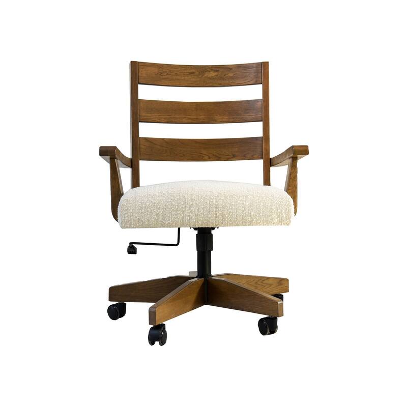 Colonial Upholstered Solid Oak Game Chair, Weathered Chestnut