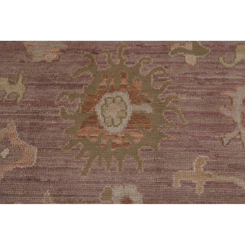 Vegetable Dye Oushak Turkish Area Rug Hand-Knotted Brown Wool Carpet - 6'3"x 8'8"