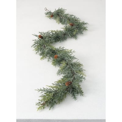 Sullivans 5.5' Frosted Arborvitae Artificial Garland 77"L Green - 5'6"L x 7"W x 7"H