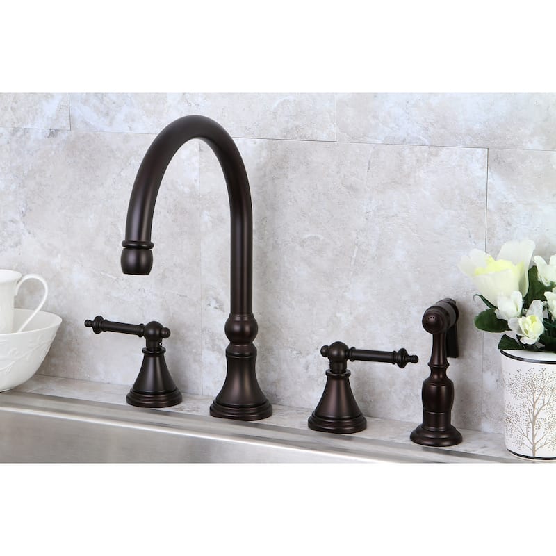 Kingston Brass Templeton Widespread Kitchen Faucet with Metal Lever