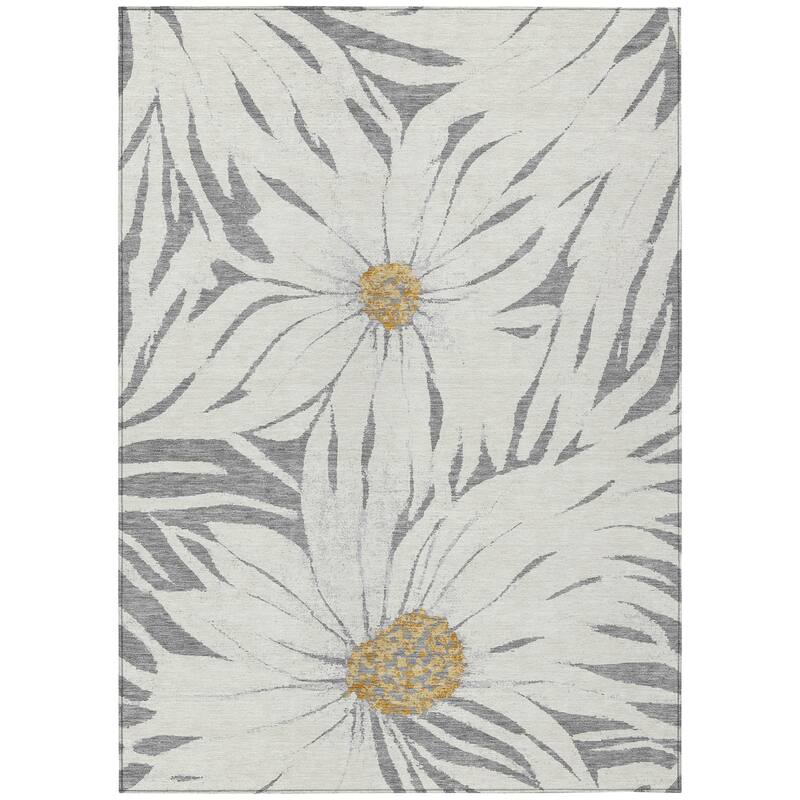 Machine Washable Indoor/ Outdoor Floral Chantille Rug