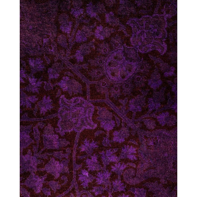 Fine Vibrance One-of-a-Kind Hand-Knotted Area Rug - Purple, 8' 1" x 8' 1" - 8' 1" x 8' 1"