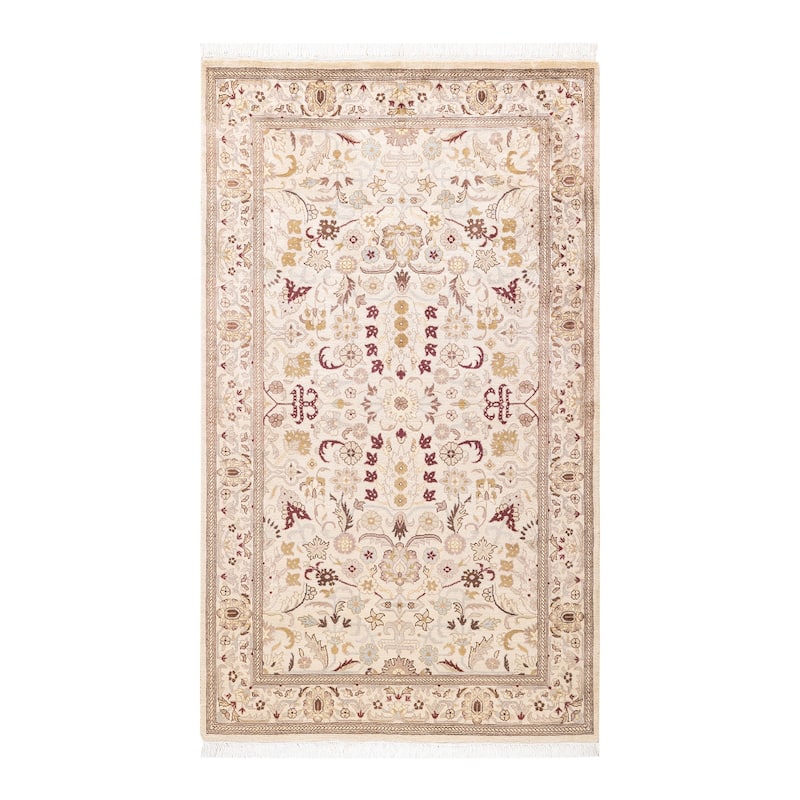 Overton Hand Knotted Wool Vintage Inspired Traditional Mogul Ivory Area Rug - 3 x 5