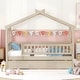 preview thumbnail 16 of 24, Twin Size Wooden House Bed with Twin Size Trundle and Headboards