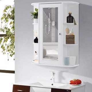Shop Gymax Bathroom Cabinet Single Door Shelves Wall Mount Cabinet