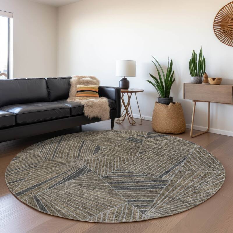 Premium Washable Super Soft Modern Mosaic Mayfield Rug - Mocha - 8' x 8'