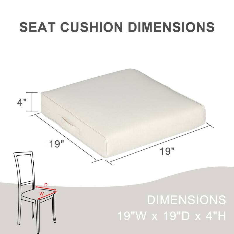 Aoodor Patio Chair Cushions Set of 2, Water Resistant Outdoor Seat Cushions with Handle and Ties, Square Corner Cushions