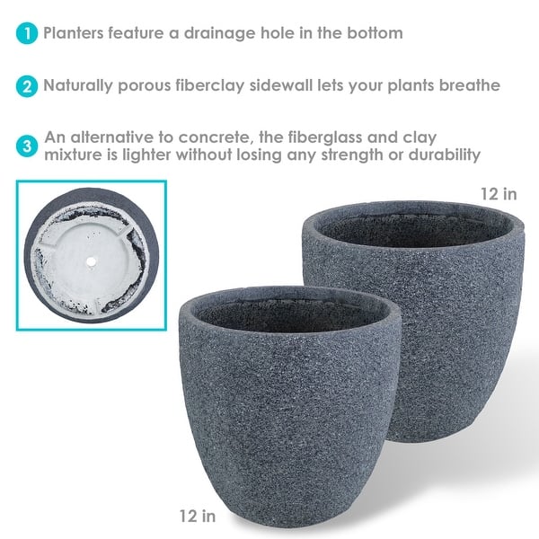 Shop Sunnydaze Fiber Clay Indoor Outdoor Round Planter 12 Inch