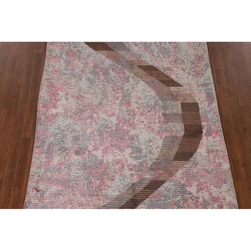 Striped Abstract Oriental Area Rug Handmade Wool Carpet - 5'8" x 7'10"