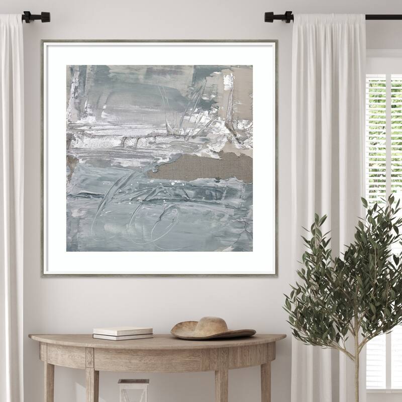Dynamic Brushstrokes by Julia Contacessi Wood Framed Wall Art Print - Lucie Silver White